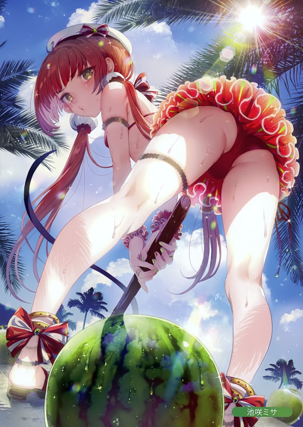 ass bikini garter heels ikezaki_misa swimsuits weapon wet