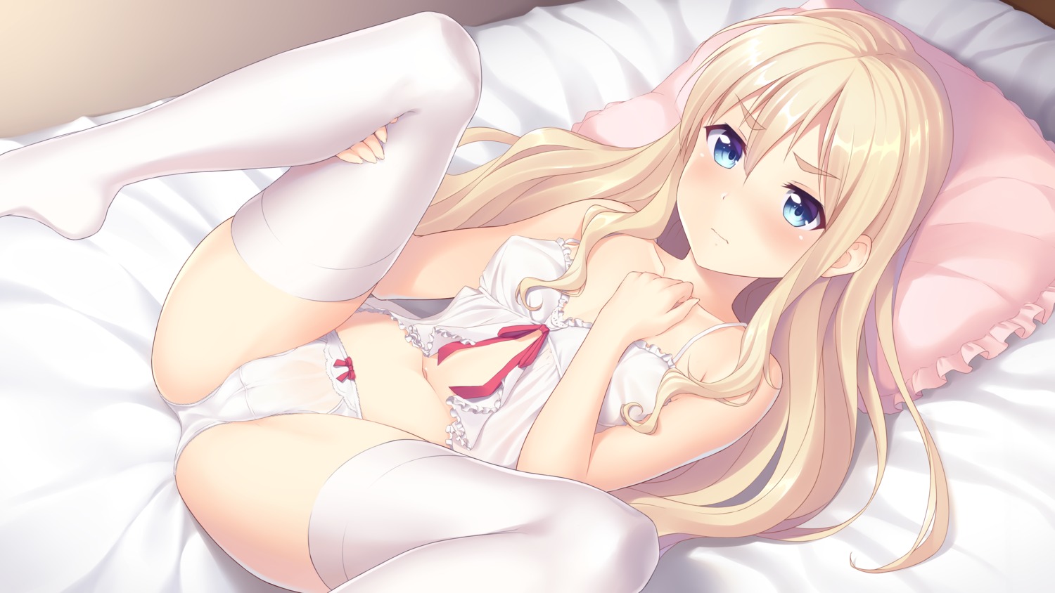 breast_hold cameltoe lingerie loli pantsu rikorin thighhighs wallpaper