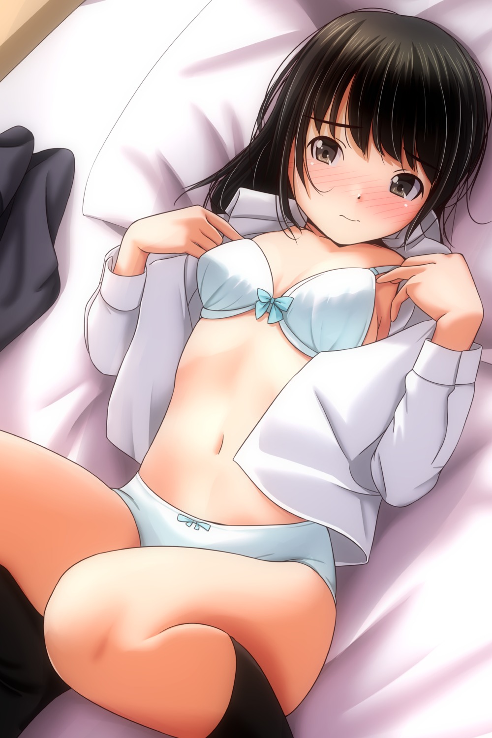 bra dress_shirt loli matsunaga_kouyou open_shirt pantsu undressing