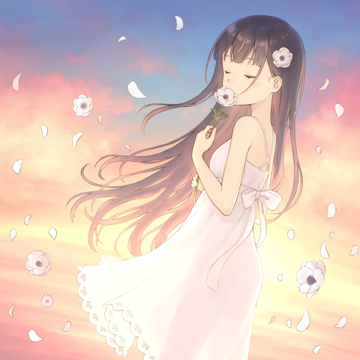 104_(artist) dress see_through skirt_lift summer_dress