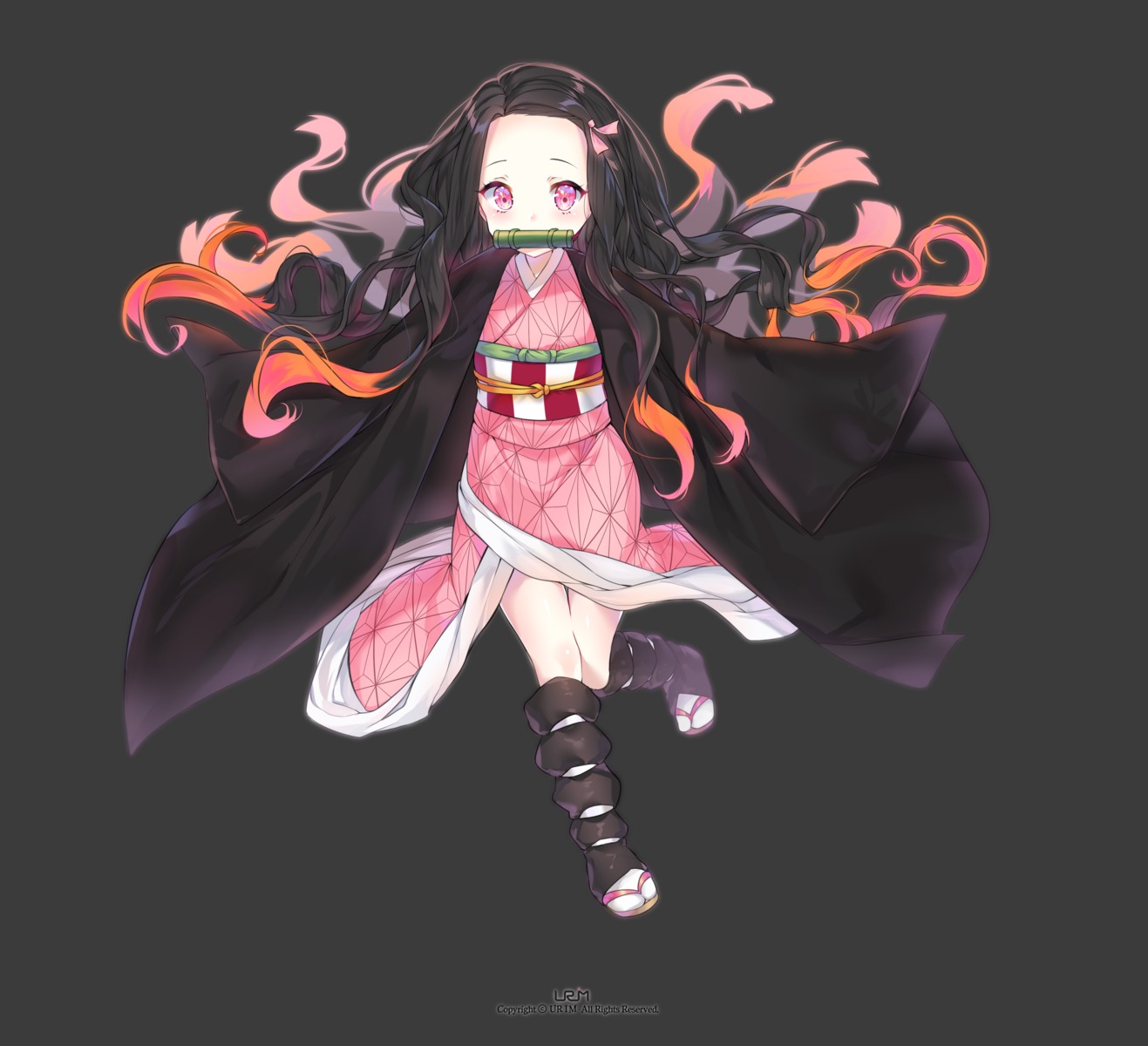 japanese_clothes kamado_nezuko kimetsu_no_yaiba urim_(paintur)