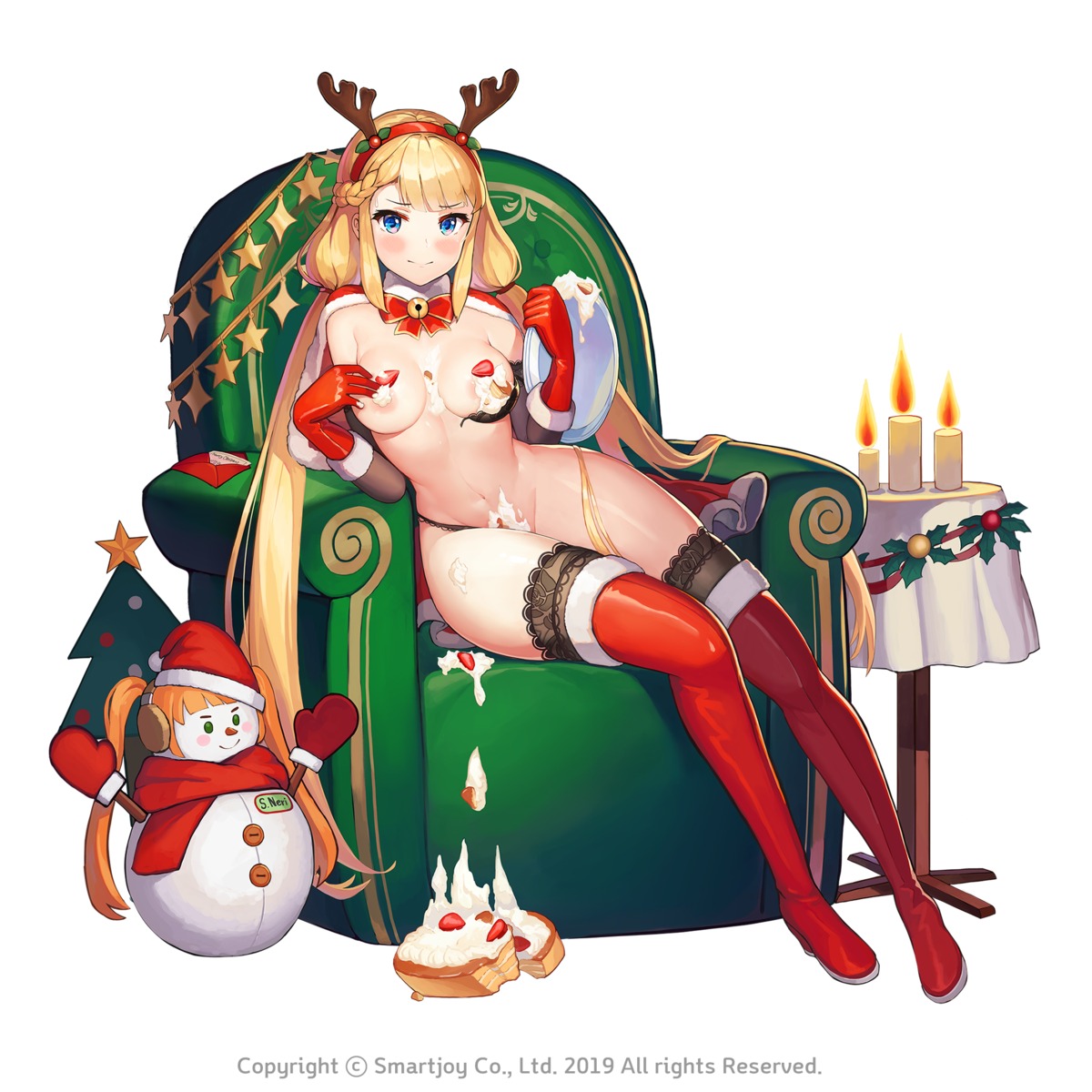 areola bra breasts christmas cream heels horns last_origin lingerie p-3m_undine paintale pantsu thighhighs