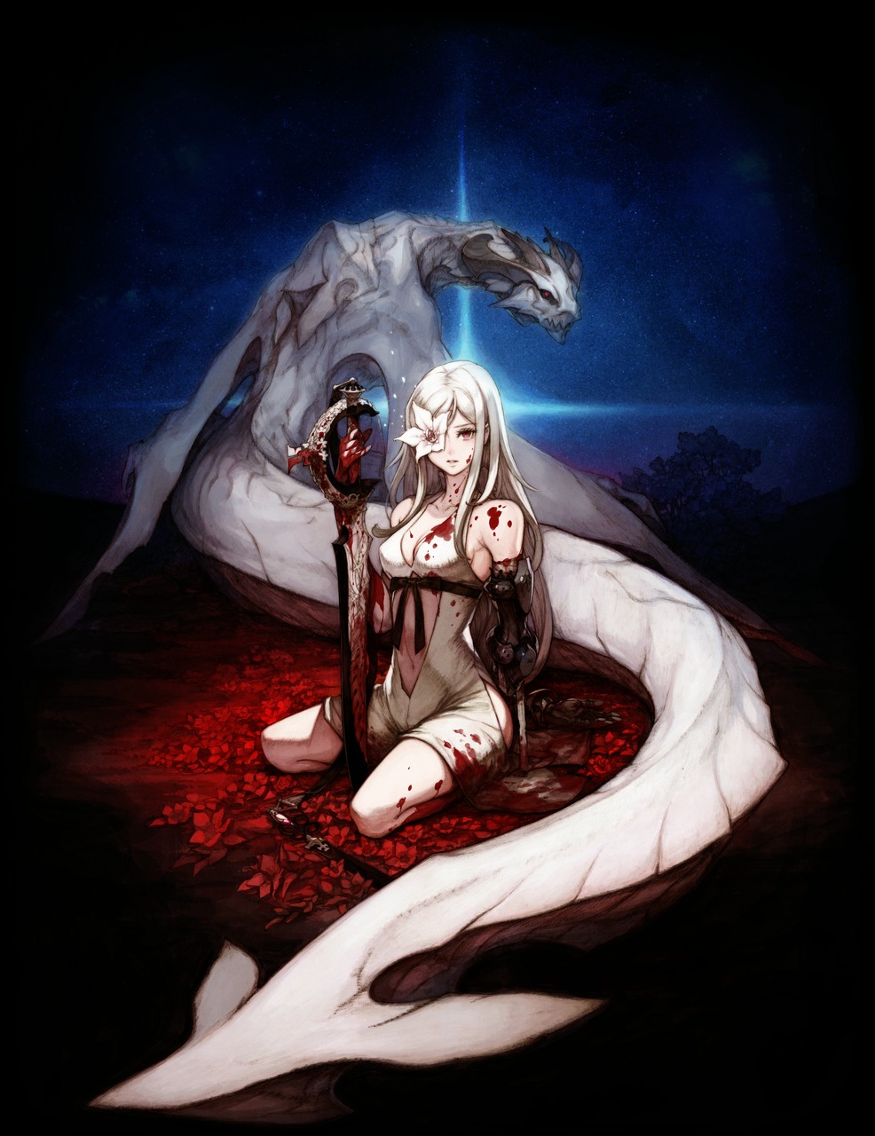 blood cleavage drakengard drakengard_3 eyepatch monster square_enix sword zero_(drakengard)