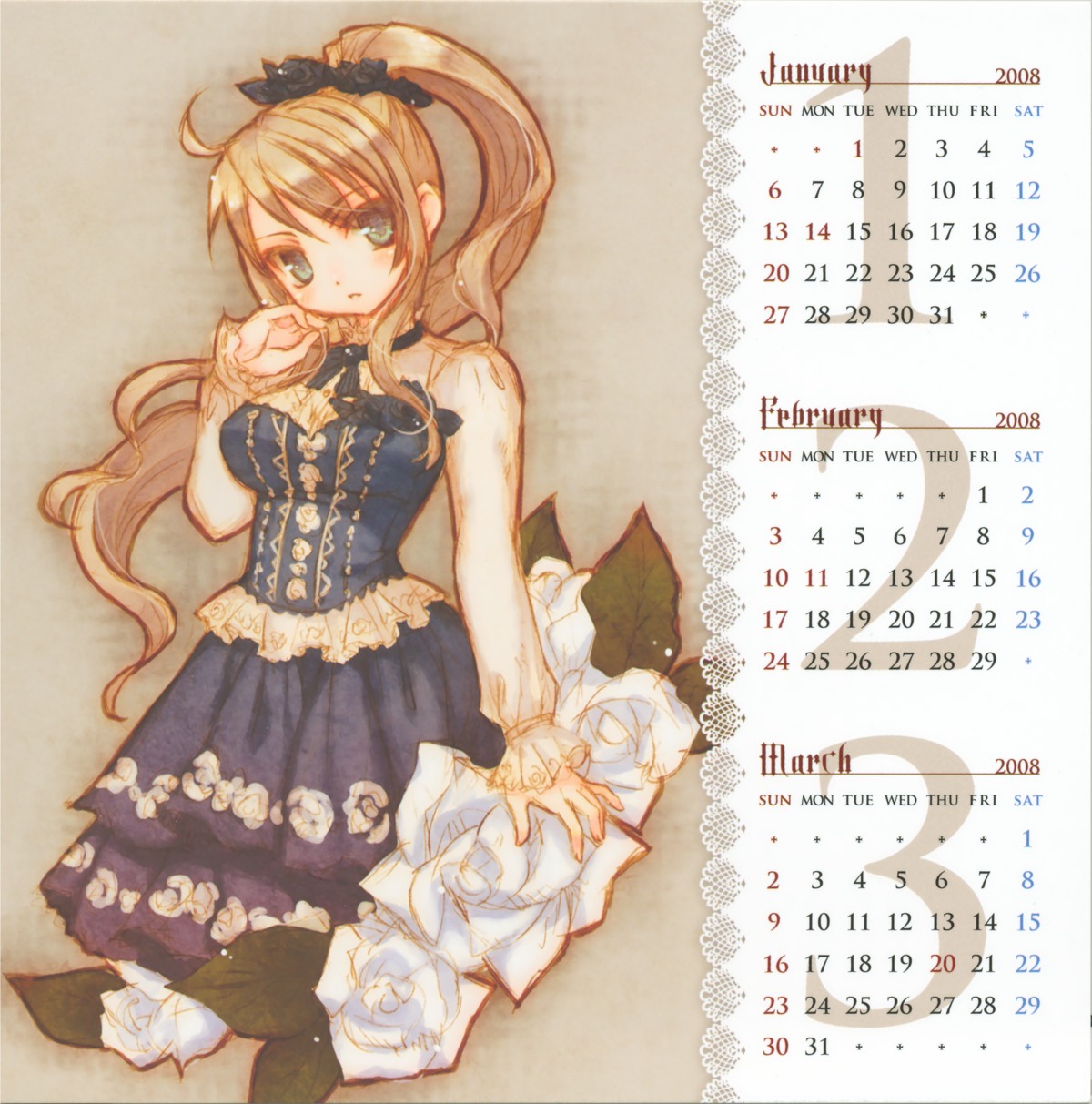 asaki_yuzuno calendar lolita_fashion