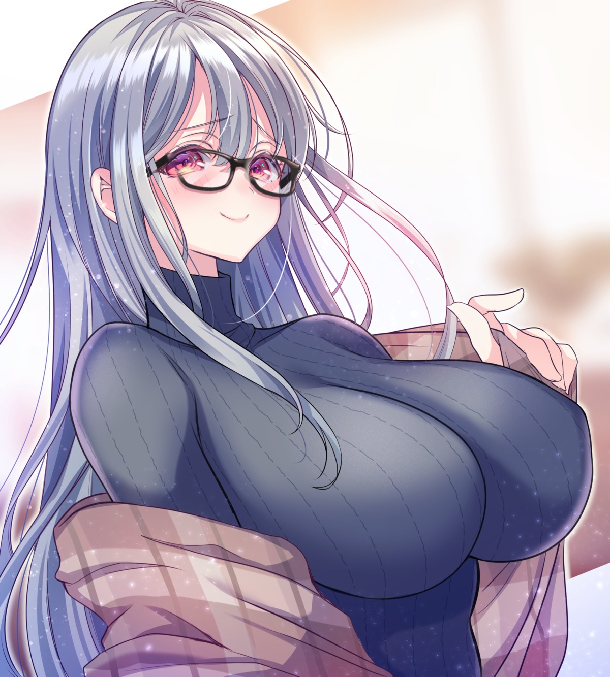 aizawa_chihiro erect_nipples megane sweater