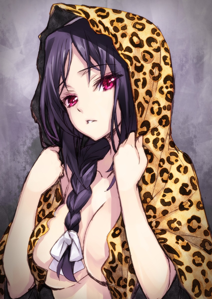 accel_world blood_leopard cleavage matsuryuu naked_cape