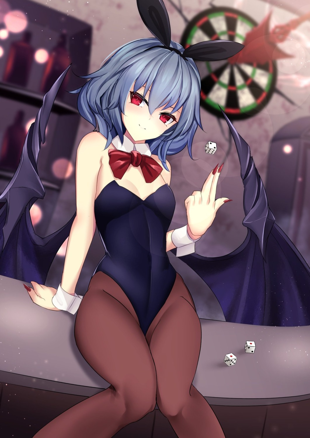 animal_ears bunny_ears bunny_girl cleavage jpeg_artifacts pantyhose remilia_scarlet sinkai touhou wings