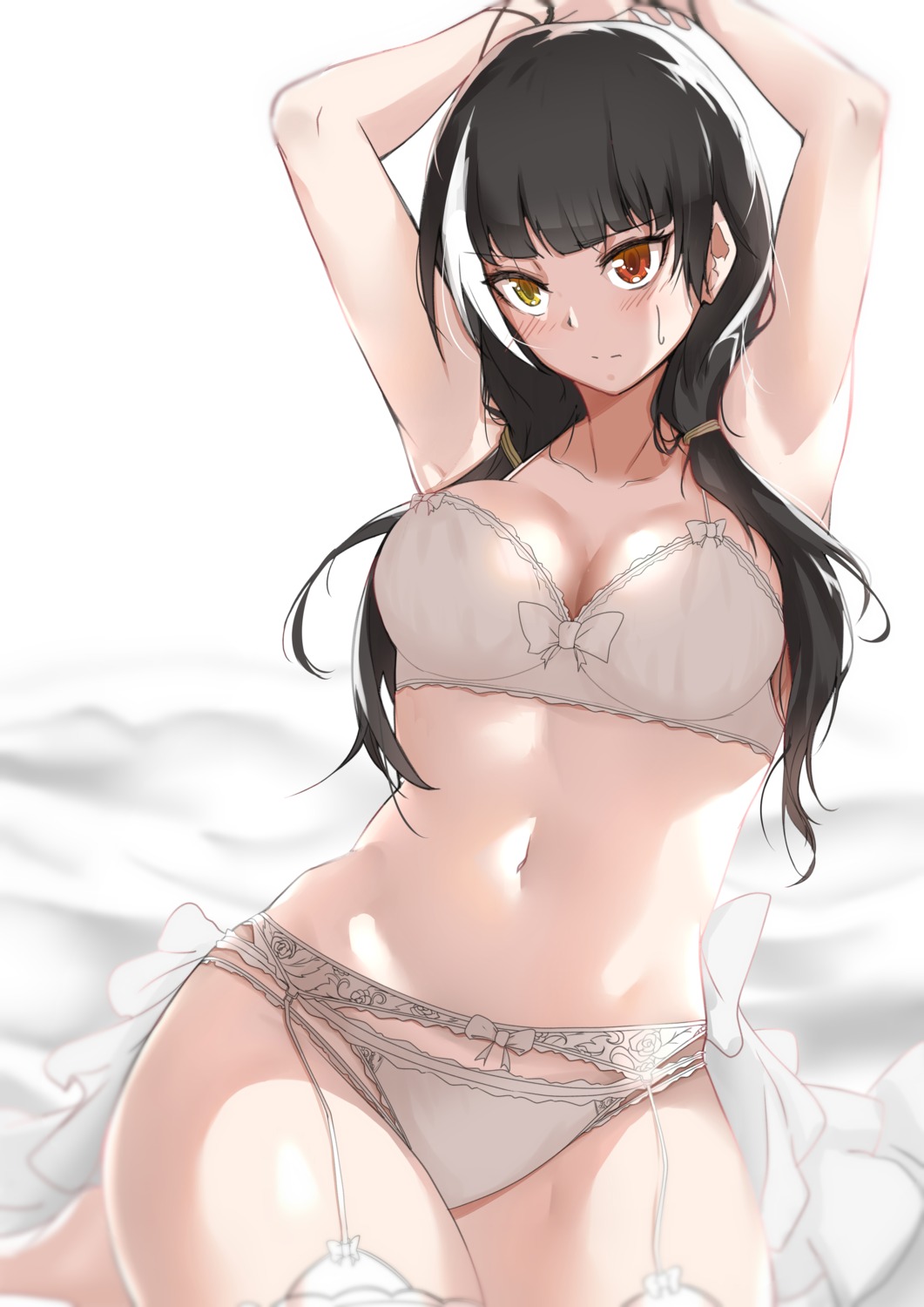 bra cleavage garter_belt girls_frontline heterochromia lingerie neoguri pantsu ro635_(girls_frontline) stockings thighhighs