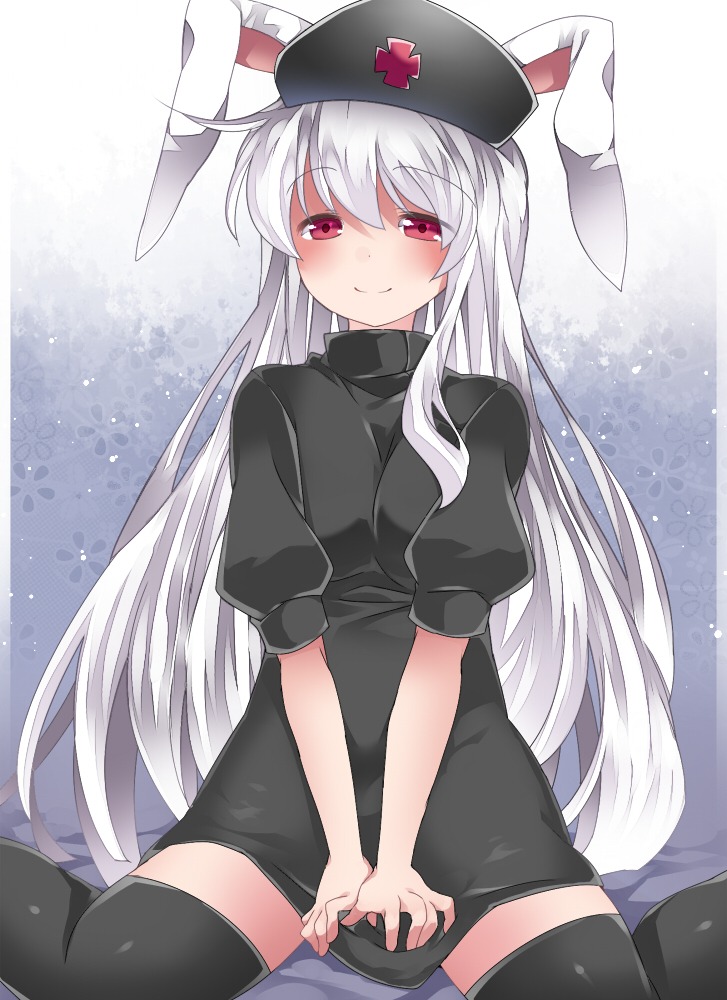 animal_ears bunny_ears dress hammer_(sunset_beach) reisen_udongein_inaba thighhighs touhou