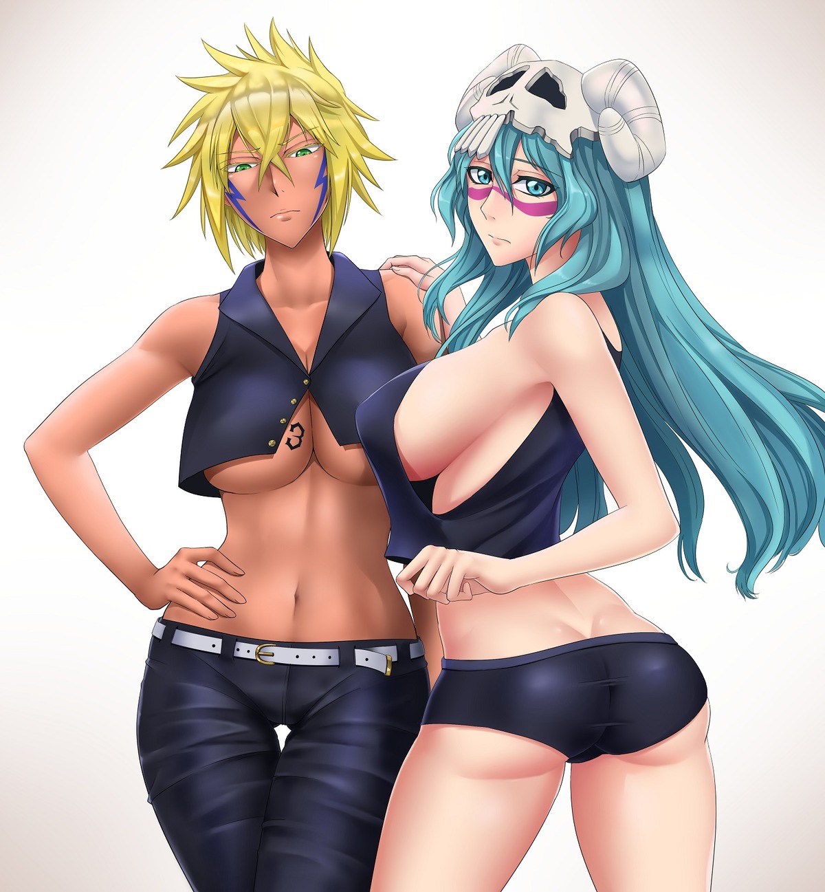 ass bleach harribel_tier neliel_tu_oderschvank no_bra sakuya_(liao_kj) tattoo underboob