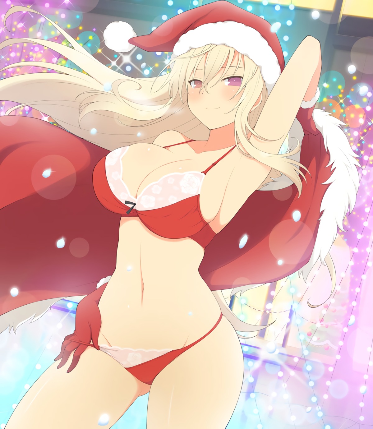 bra christmas cleavage leo_(senran_kagura) pantsu panty_pull senran_kagura undressing yaegashi_nan