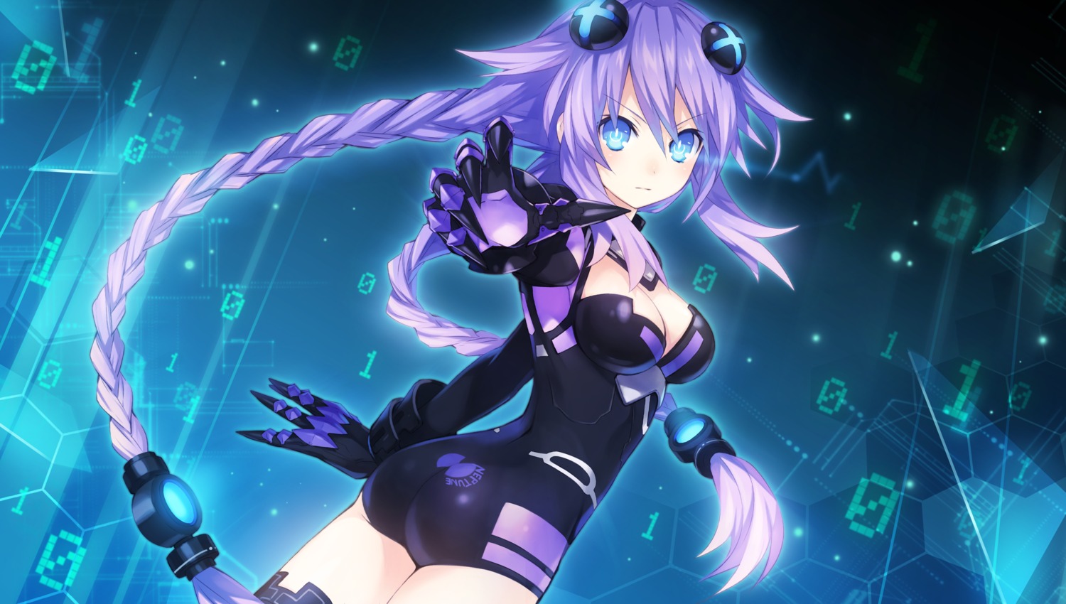 ass bodysuit choujigen_game_neptune cleavage compile_heart purple_heart thighhighs tsunako