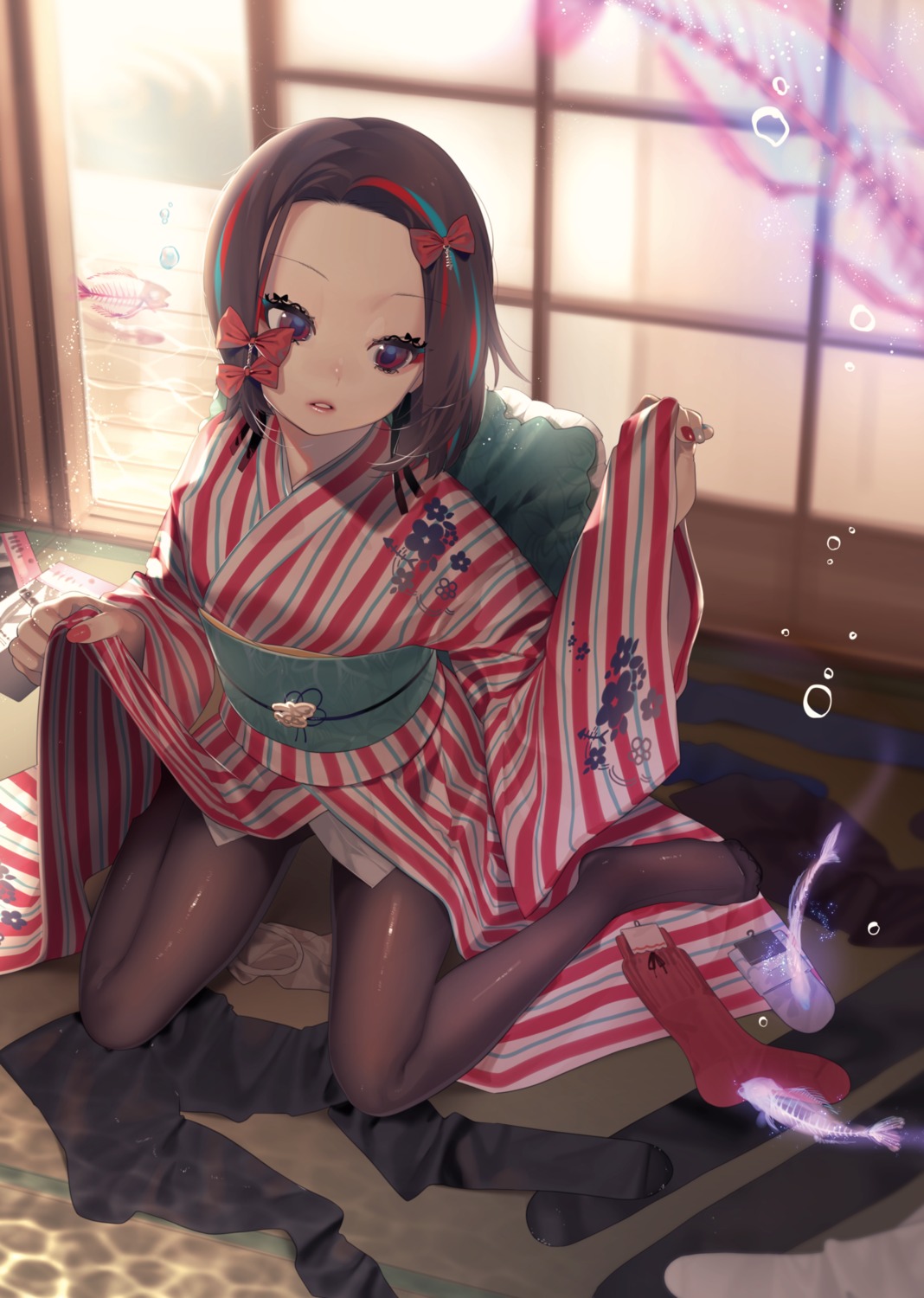 digital_version kimono ohisashiburi pantyhose skirt_lift