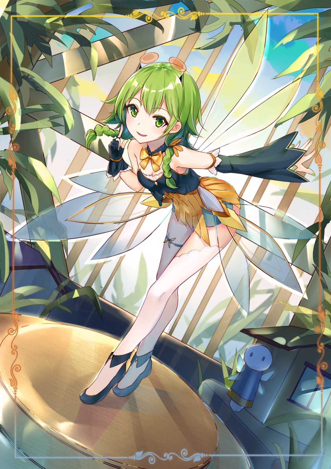 bobo_(6630978) cleavage garter gumi thighhighs vocaloid wings