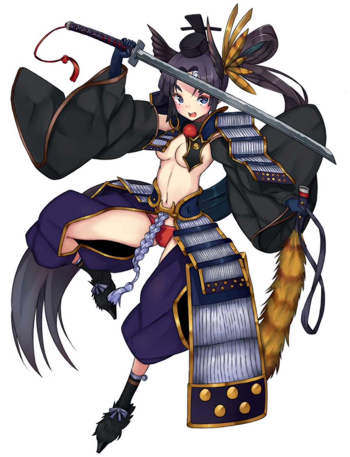 armor beriko_(dotera_house) fate/grand_order no_bra pantsu sword ushiwakamaru_(fate/grand_order)