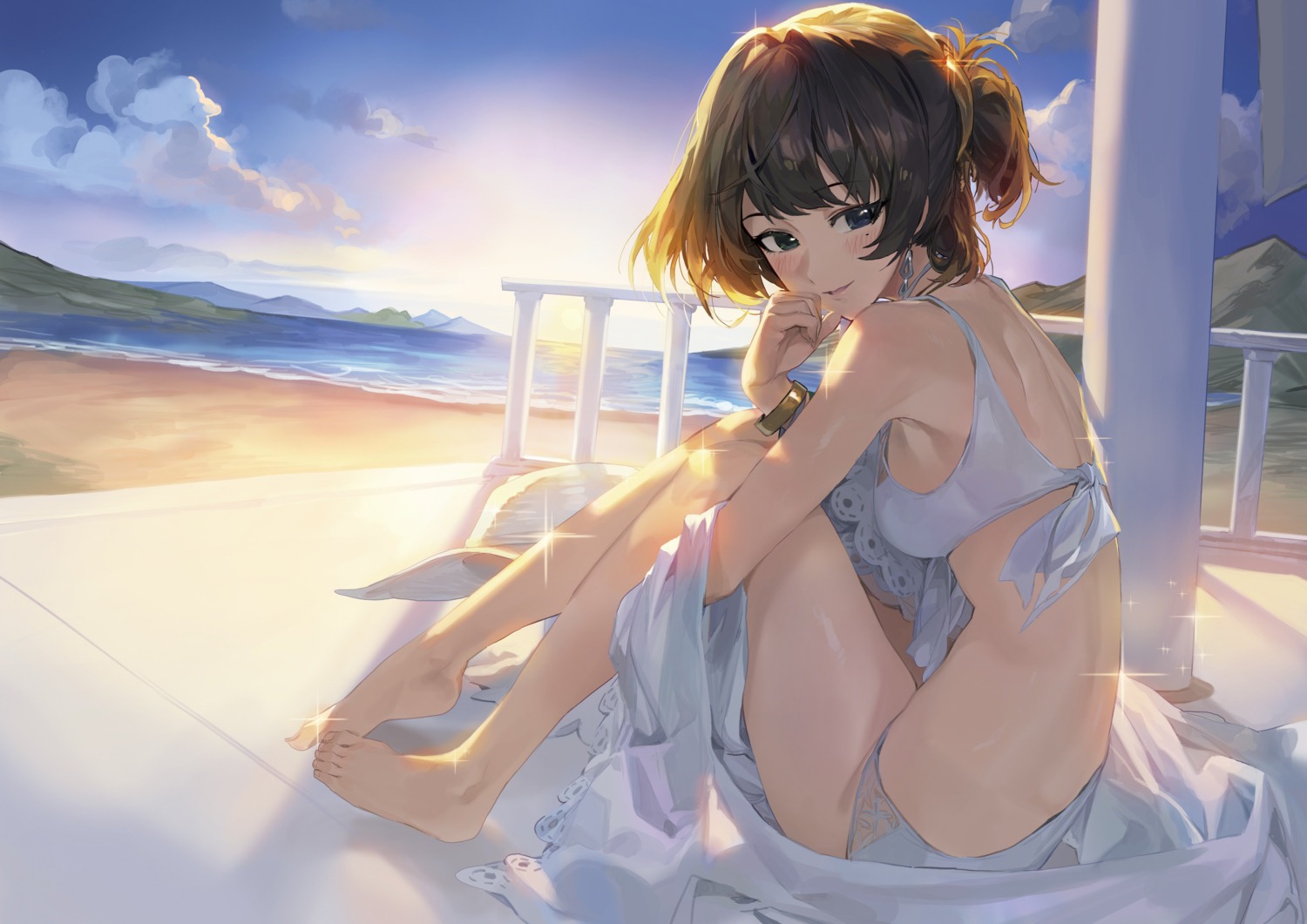 bikini feet heterochromia mossi swimsuits takagaki_kaede the_idolm@ster the_idolm@ster_cinderella_girls