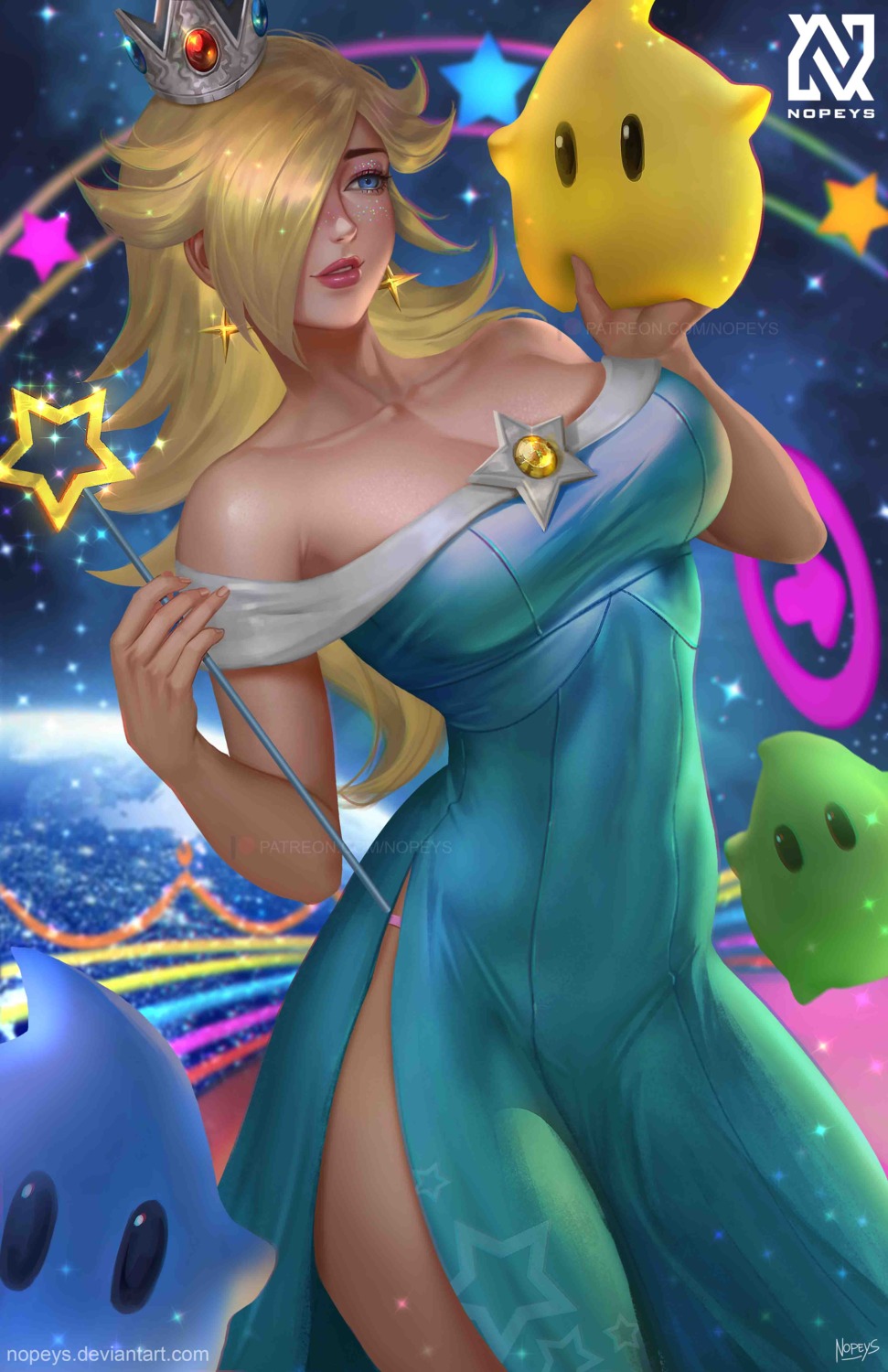 cleavage dress luma mario_bros. no_bra nopeys rosalina