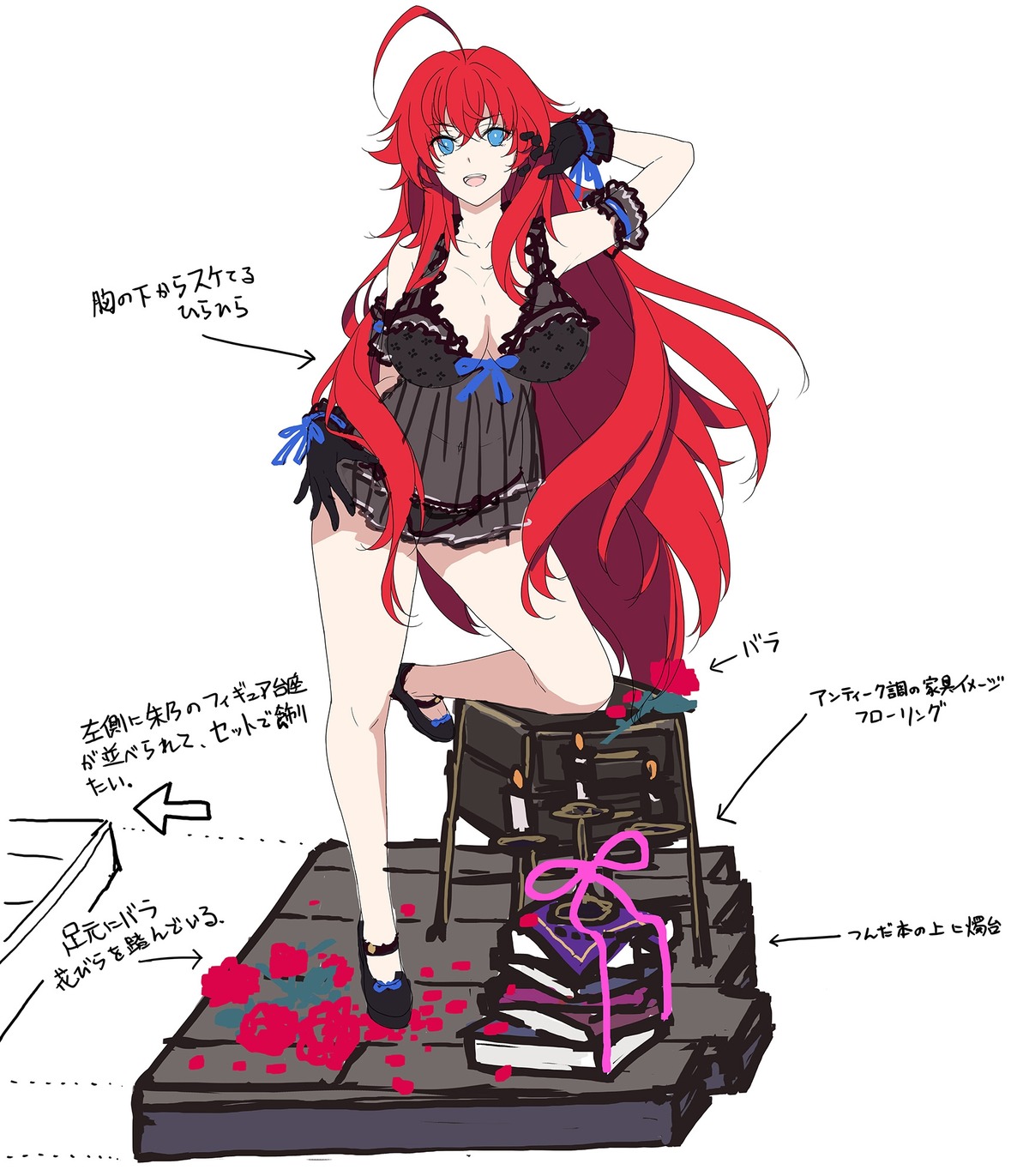 heels highschool_dxd lingerie miyama-zero pantsu rias_gremory see_through sketch