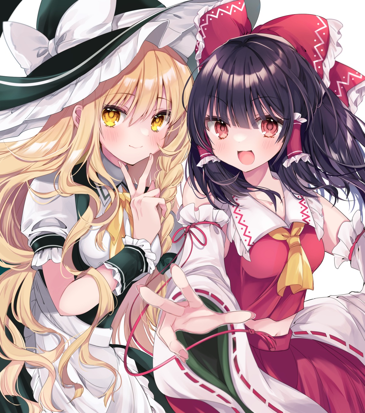 hakurei_reimu kasane_(sanelta) kirisame_marisa miko touhou witch