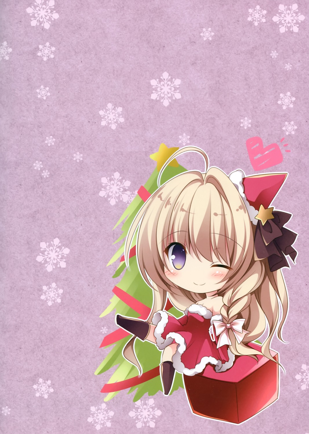 chibi christmas dress nanaroba_hana no_bra skirt_lift