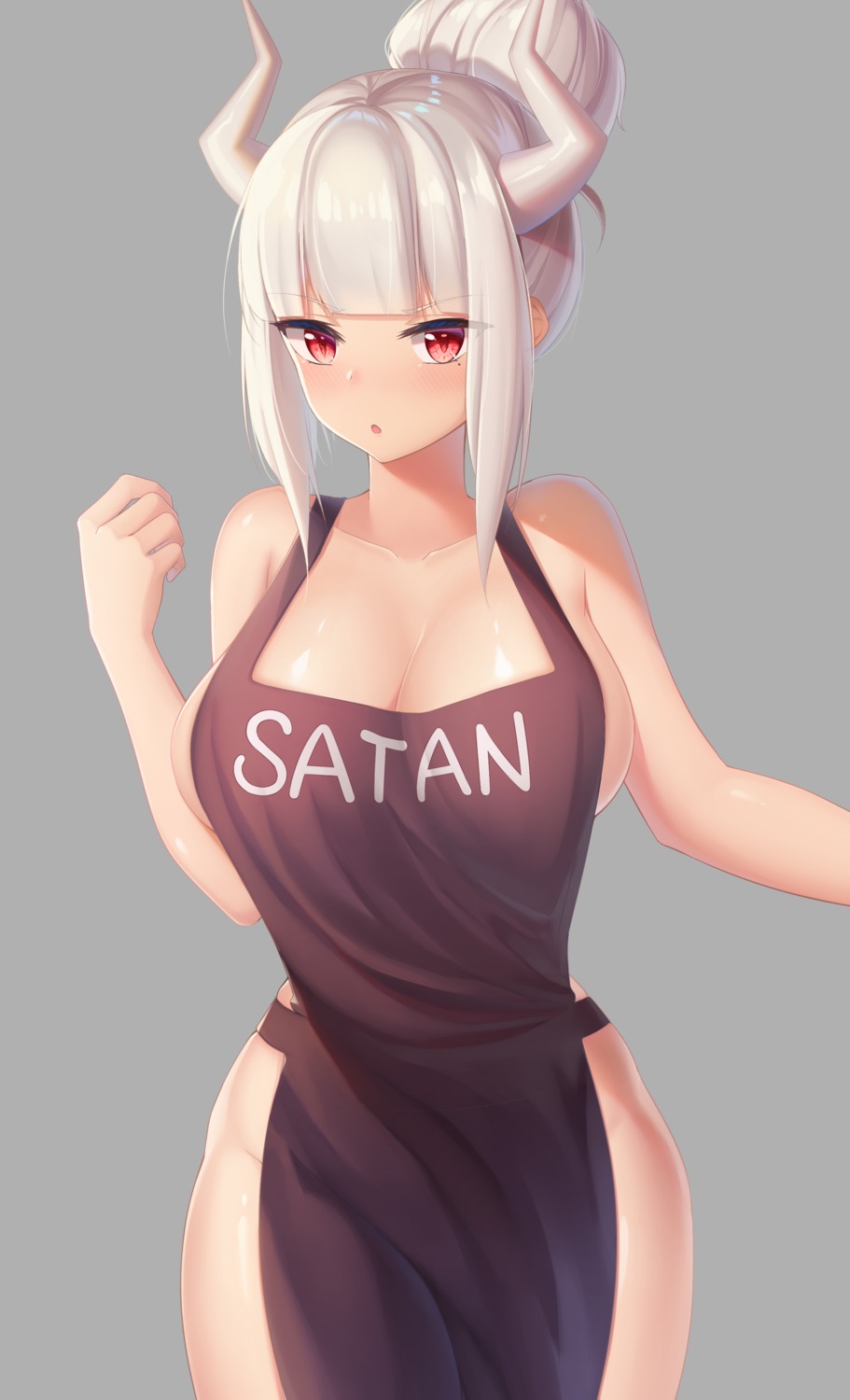 helltaker horns lucifer_(helltaker) milk_box naked_apron