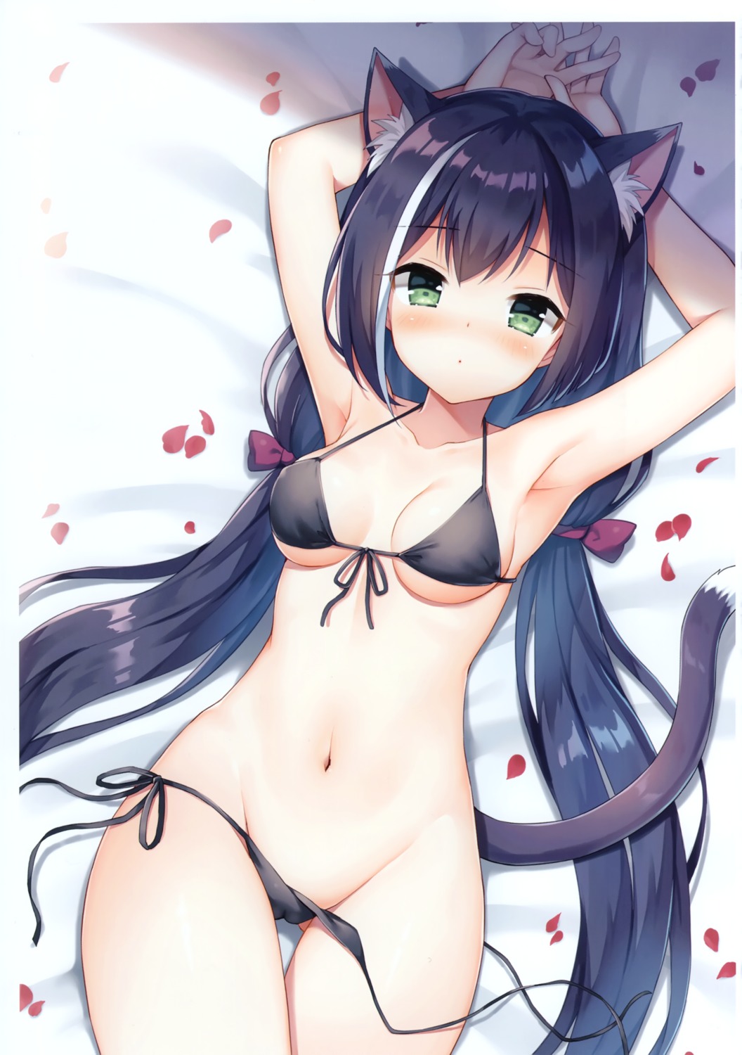 animal_ears bikini cameltoe cleavage karyl_(princess_connect) mauve nekomimi princess_connect princess_connect!_re:dive swimsuits tail underboob wardrobe_malfunction