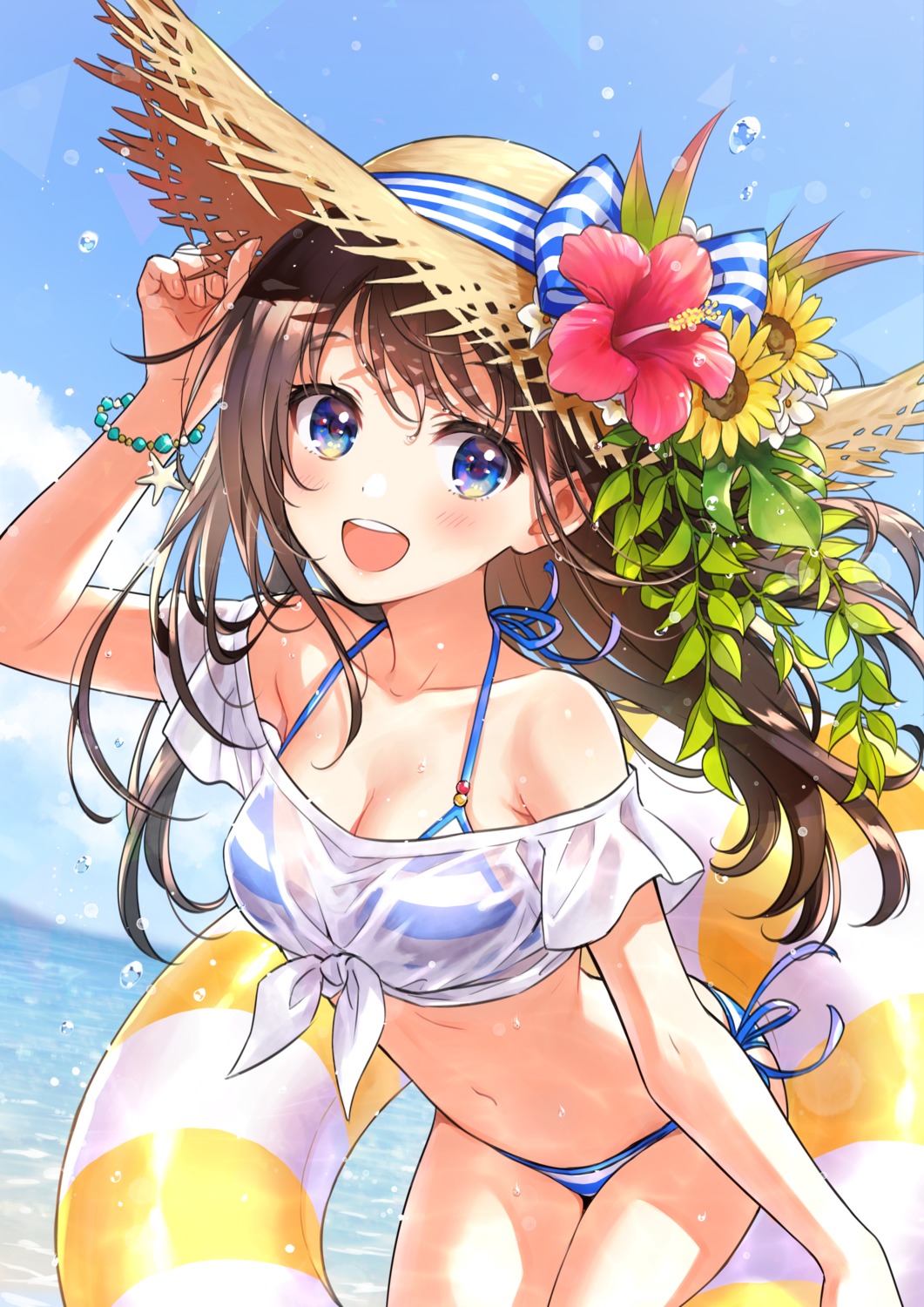 bikini morikura_en see_through swimsuits wet wet_clothes