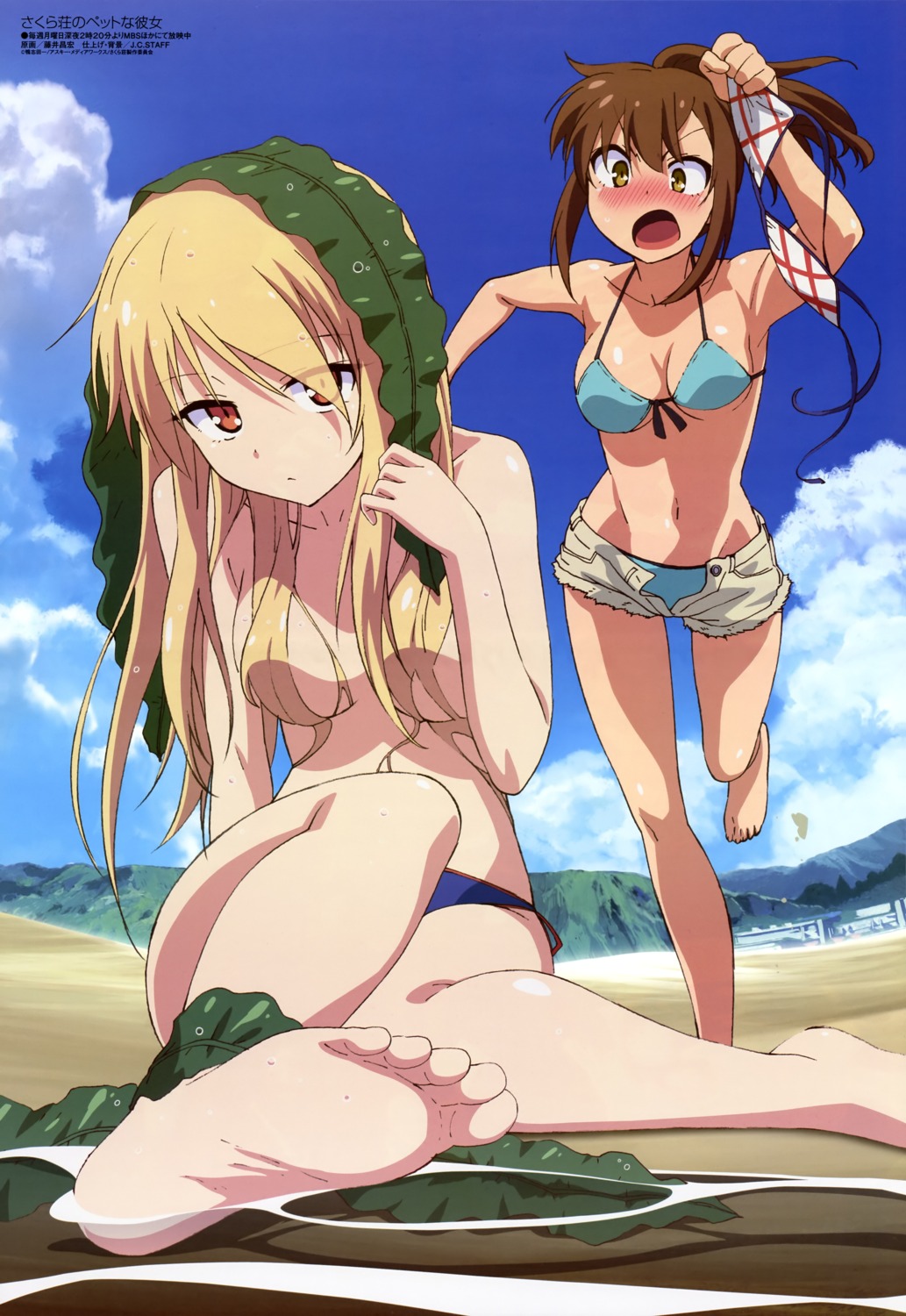 aoyama_nanami bikini cleavage feet fujii_masahiro sakura-sou_no_pet_na_kanojo shiina_mashiro swimsuits topless underboob wet