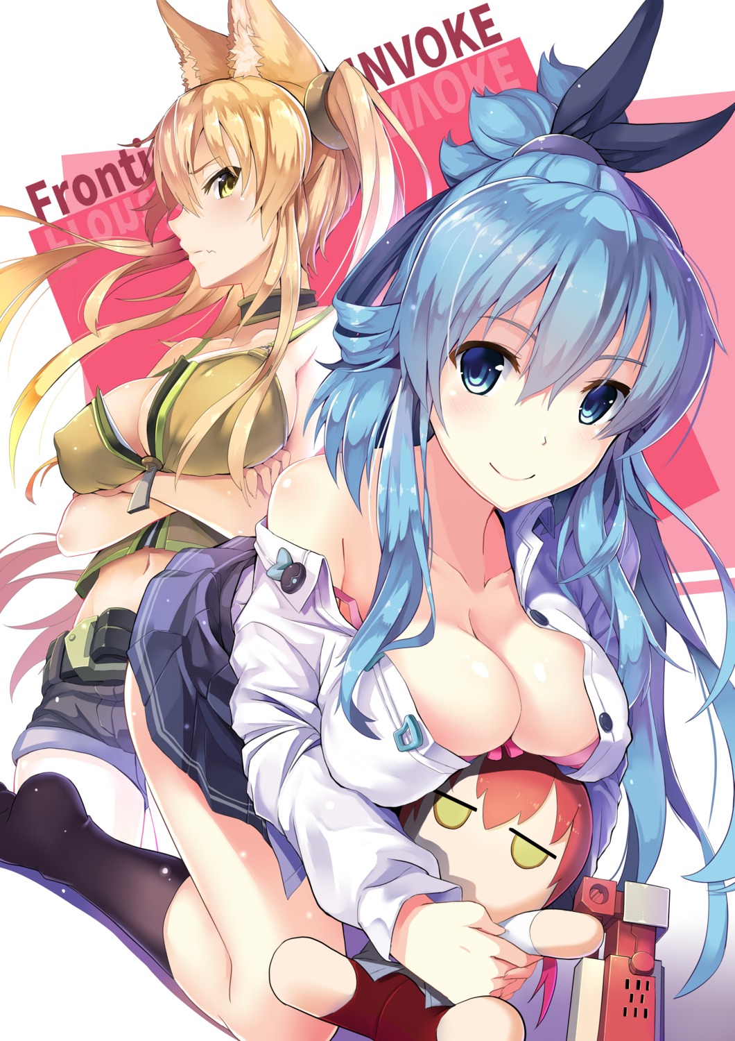 animal_ears bra cleavage jie_laite open_shirt seifuku