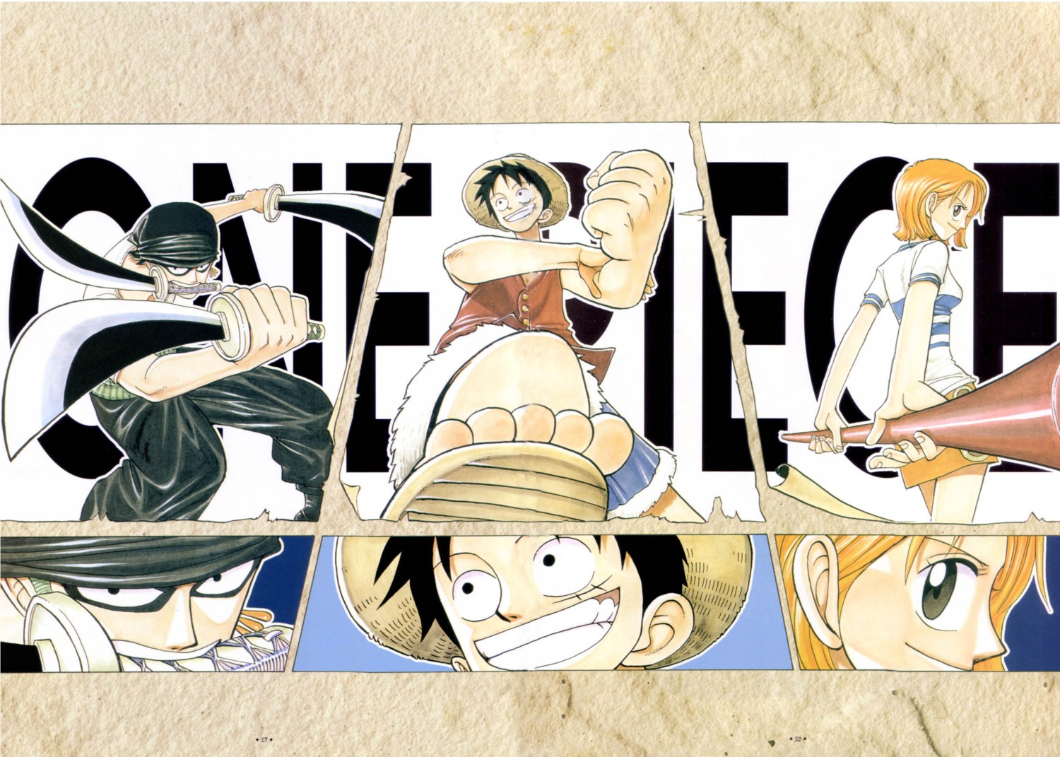 monkey_d_luffy nami oda_eiichirou one_piece roronoa_zoro