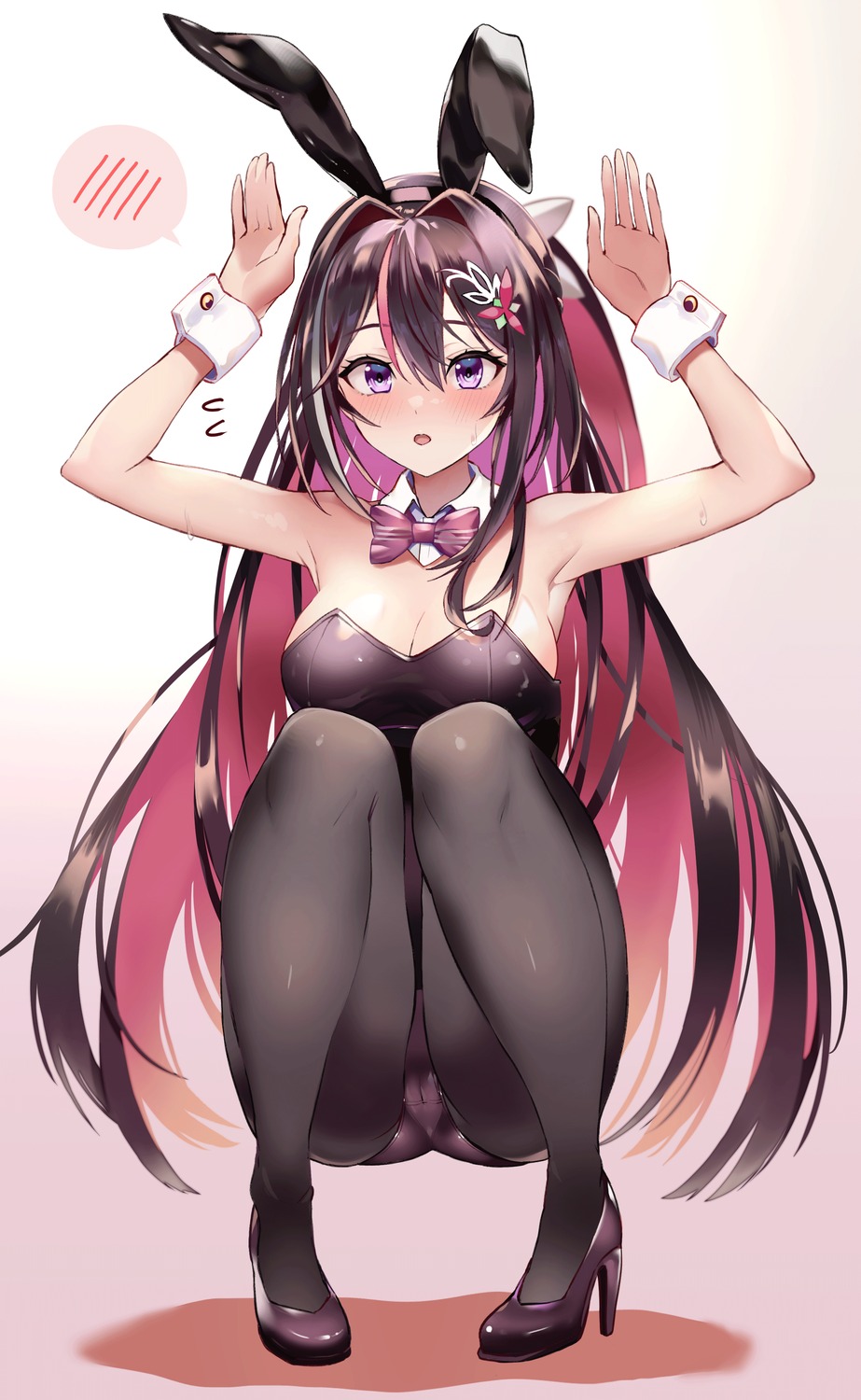 animal_ears azki_(hololive) bunny_ears bunny_girl cameltoe heels hololive no_bra pantyhose pukara