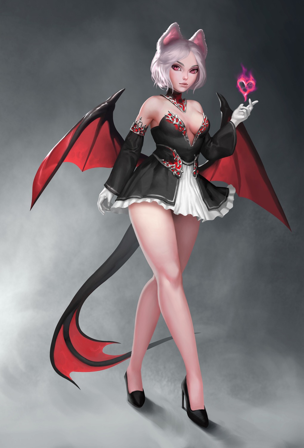 animal_ears dress heels no_bra olesyaspitz tail wings