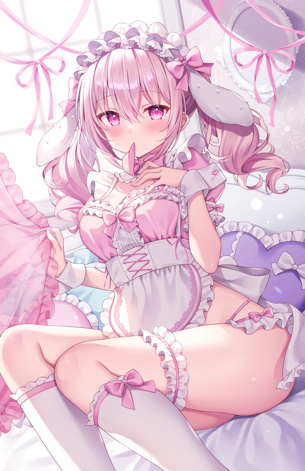 animal_ears bunny_ears garter maid siooooono thighhighs