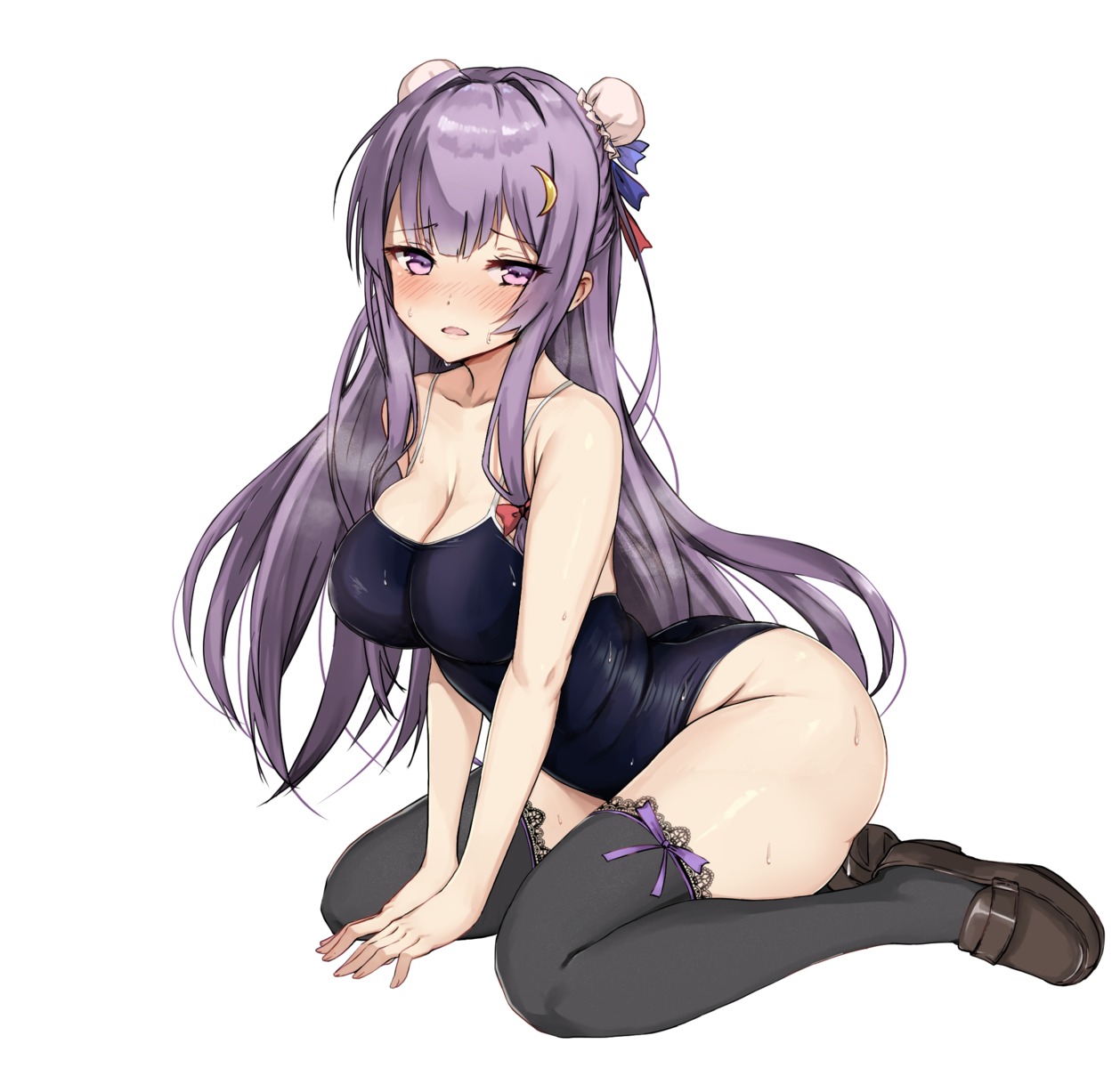 amagi_(amagi626) patchouli_knowledge school_swimsuit swimsuits thighhighs touhou