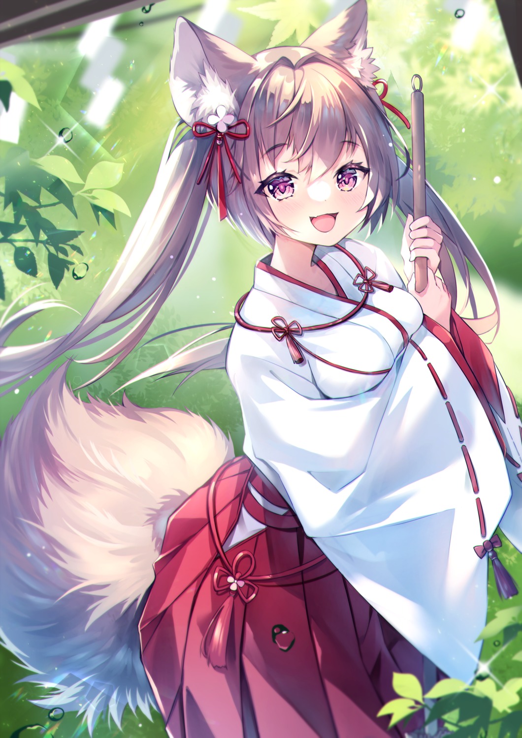 animal_ears kitsune miko tail touka_(07touka25)
