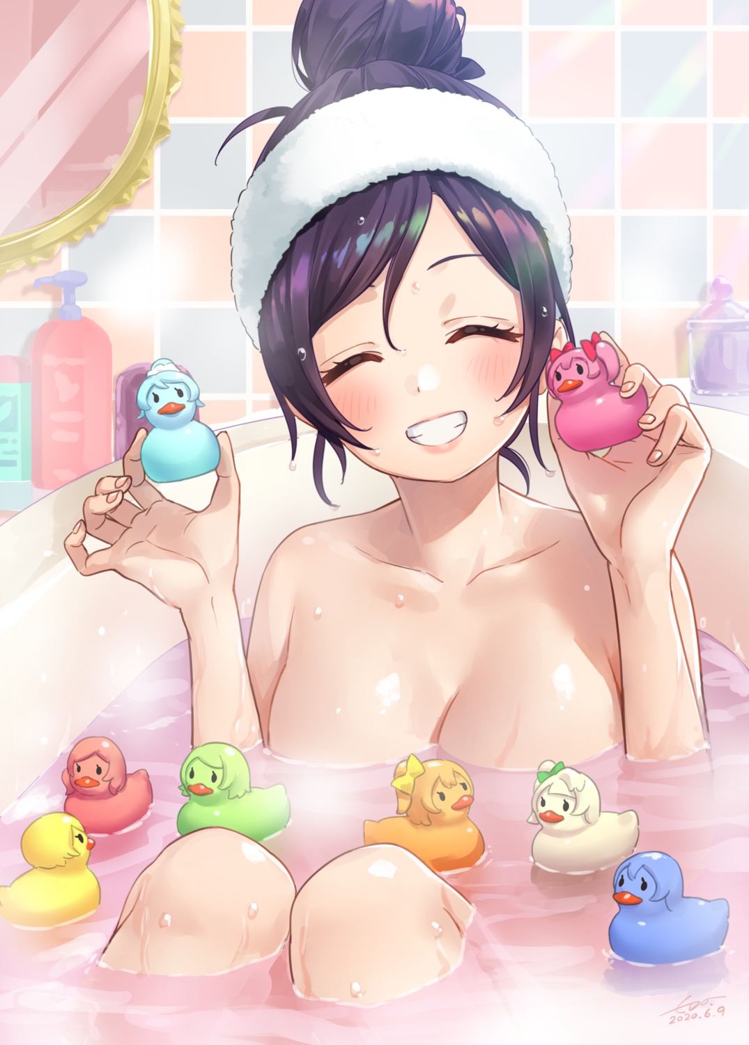 bathing love_live! love_live!_(series) naked toujou_nozomi wedo wet