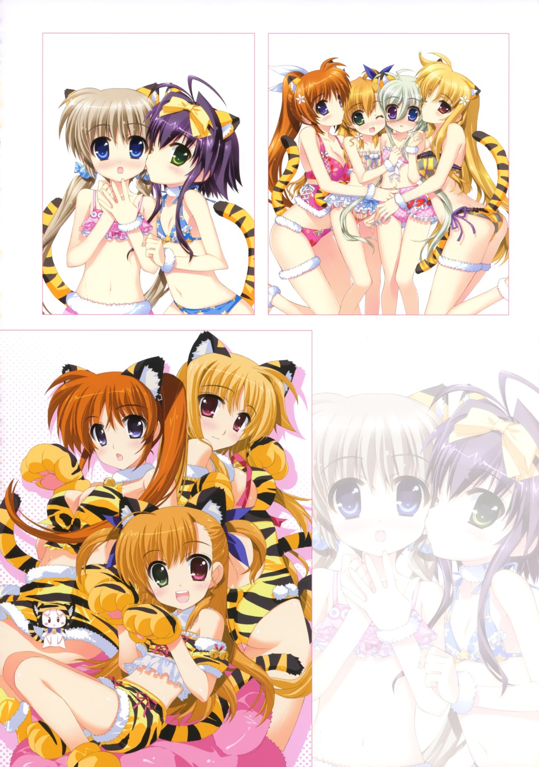 animal_ears bikini corona_timir einhart_stratos fate_testarossa fujima_takuya heterochromia mahou_shoujo_lyrical_nanoha mahou_shoujo_lyrical_nanoha_vivid nekomimi rio_wezley sacred_heart swimsuits tail takamachi_nanoha vivio