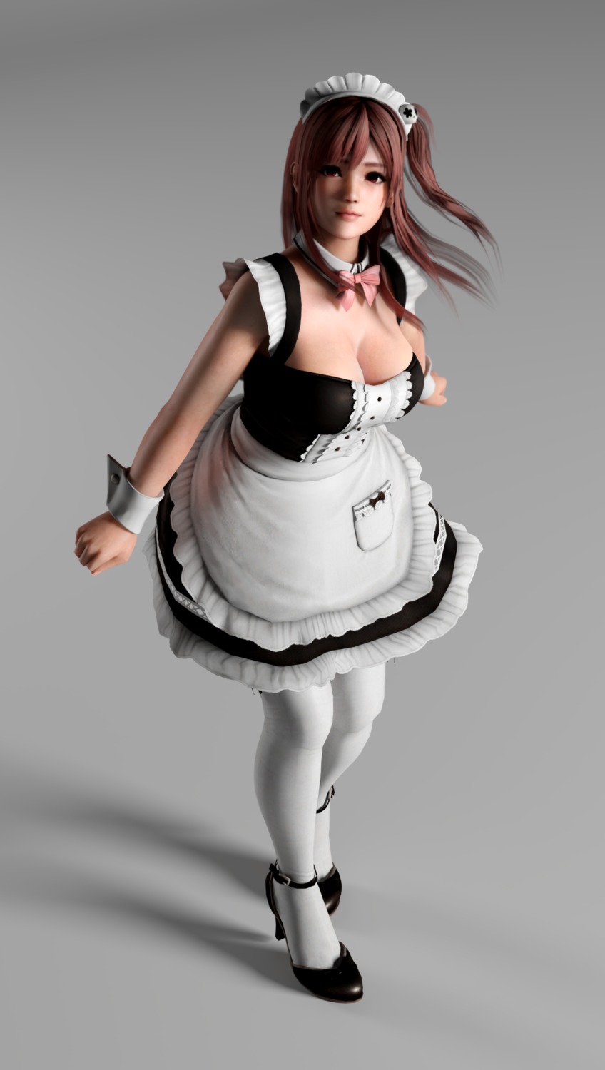 cg cleavage dead_or_alive dead_or_alive_5 heels honoka_(doa) maid pantyhose x2gon