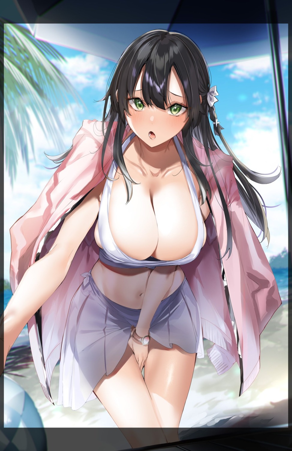 bikini_top hitotsuba_kaede kakao photoshop ryoushin_no_shakkin_wo_katagawari_shite_morau_jouken_wa_nihonichi_kawaii_joshikousei_to_issho_ni_kurasu_koto_deshita. see_through skirt_lift swimsuits