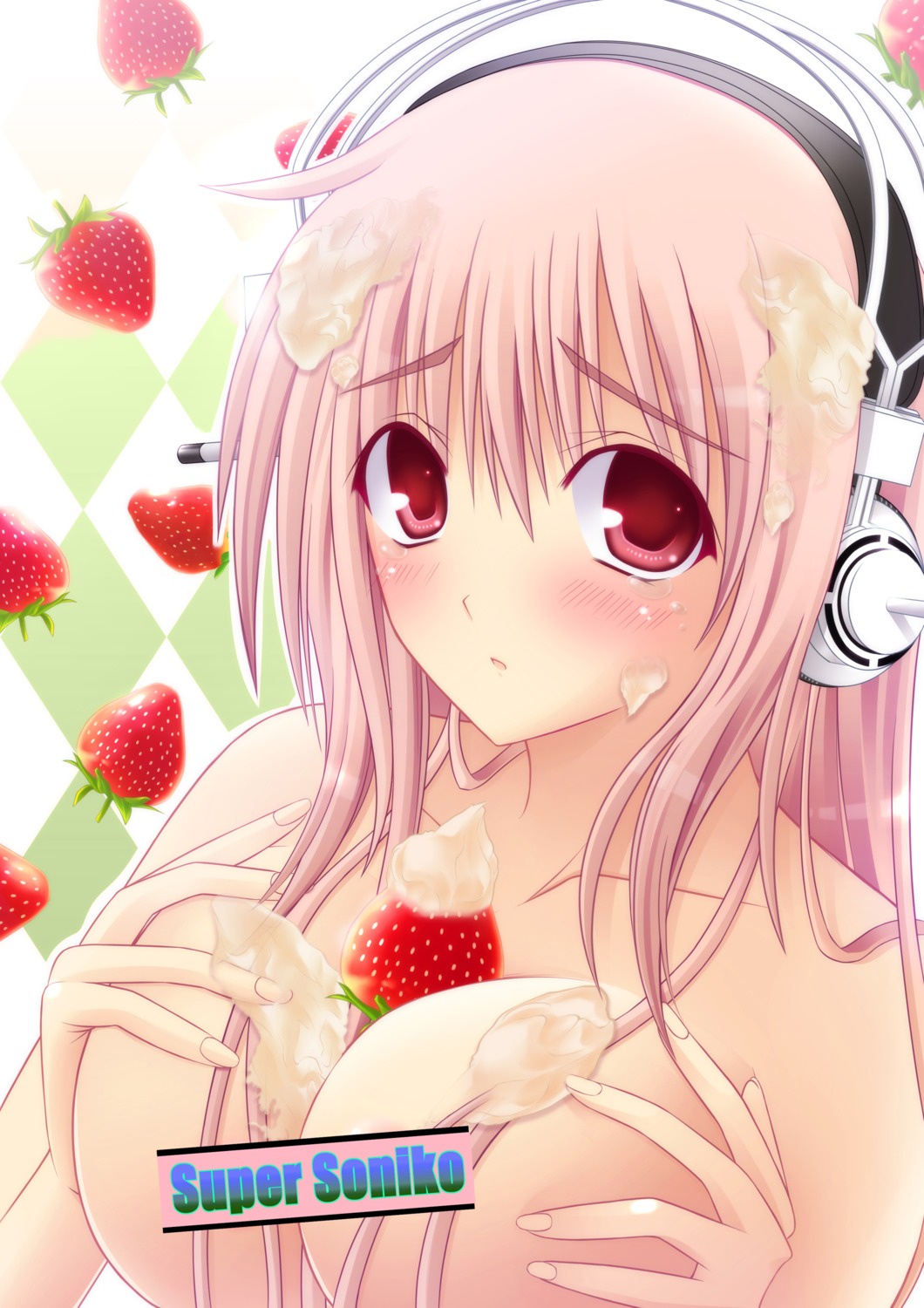 breast_hold cream headphones matsumoto_wakaba sonico super_sonico topless