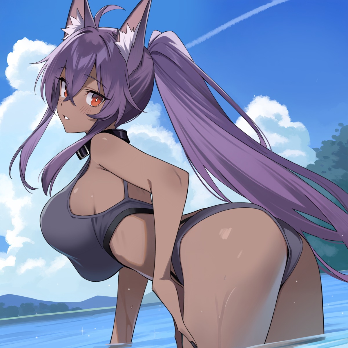 animal_ears ass swimsuits wet xiaoxiao_de_kuangsan