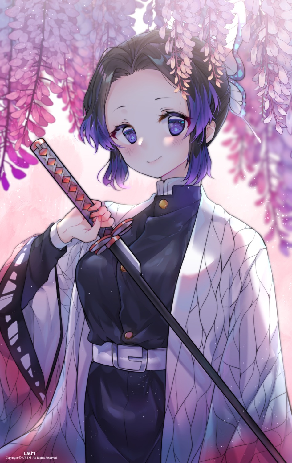 japanese_clothes kimetsu_no_yaiba kochou_shinobu sword uniform urim_(paintur)