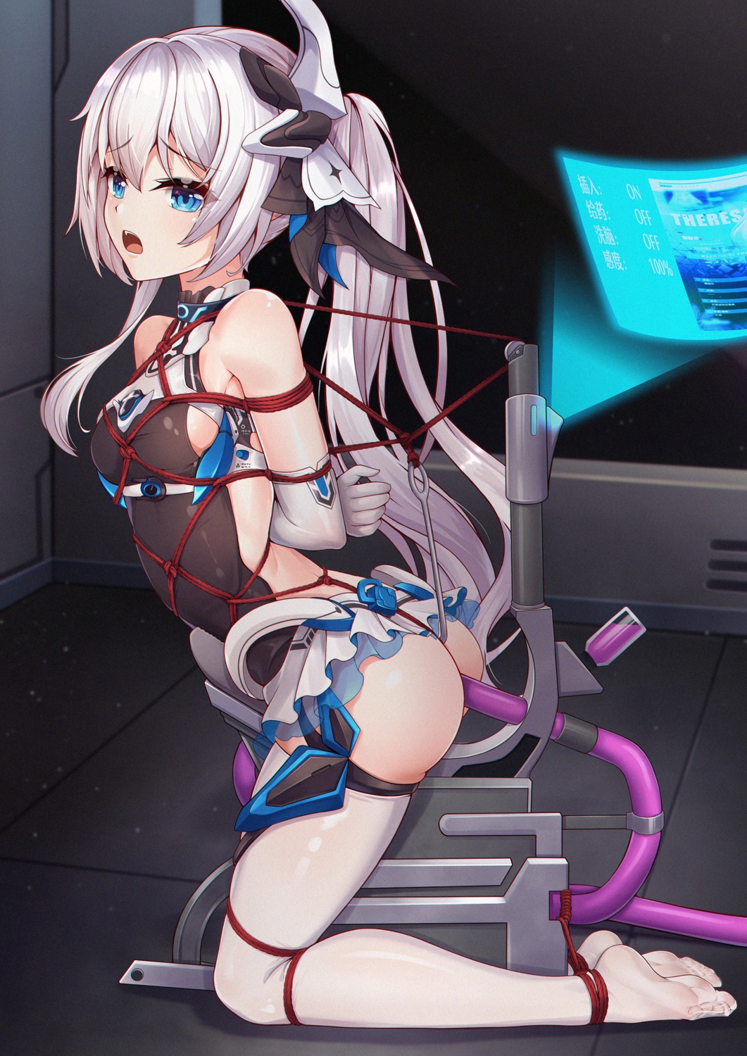 anal ass benghuai_xueyuan bondage honkai_impact nopan skirt_lift theresa_apocalypse thighhighs yiduan_zhu