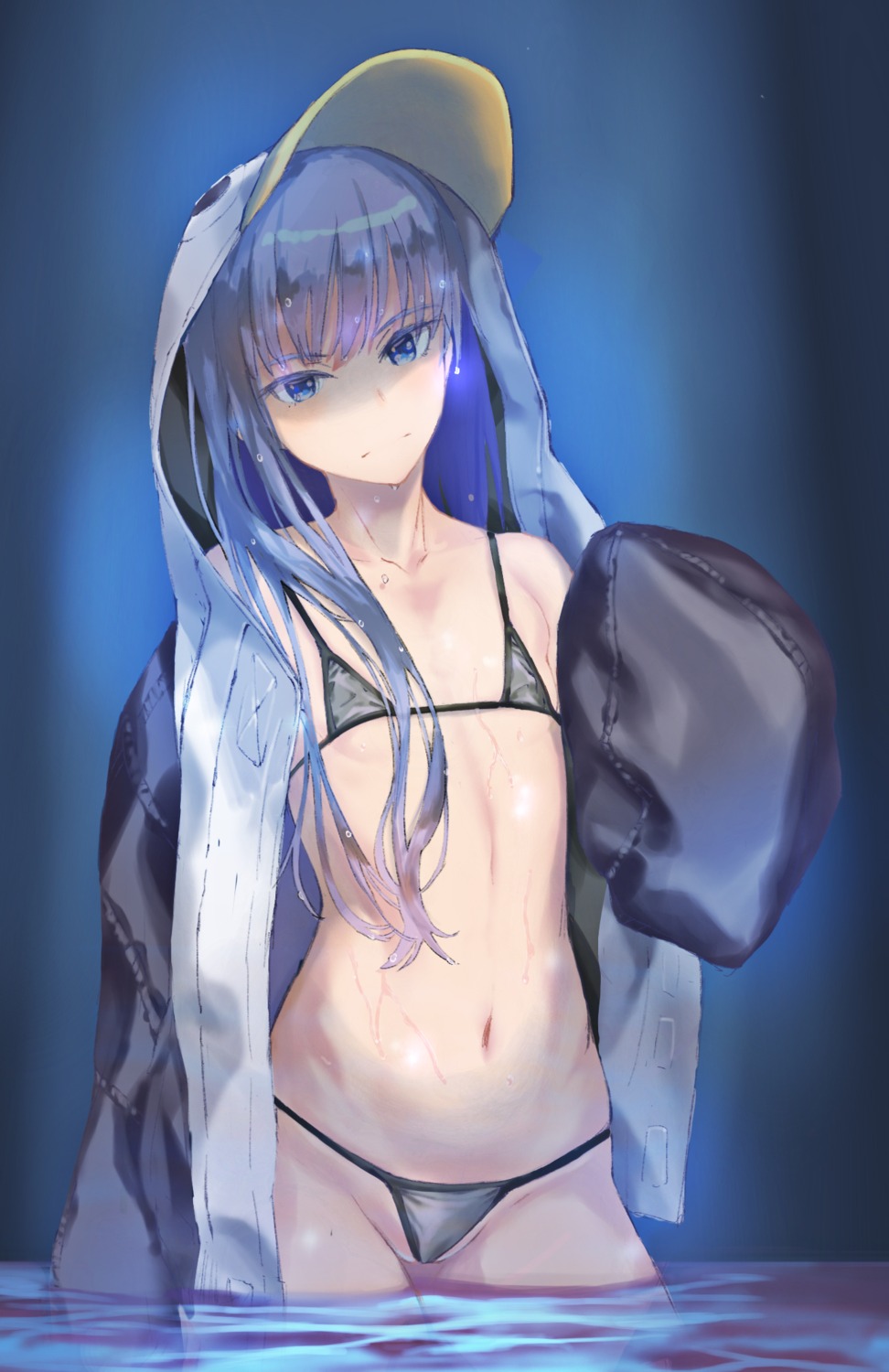 bikini cameltoe dai00888 fate/grand_order meltryllis open_shirt penguin swimsuits thong wet