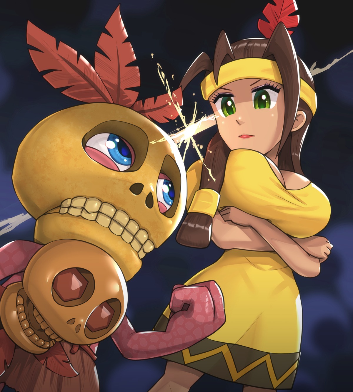 banjo-kazooie breast_hold cleavage dress gonzarez humba_wumba_(banjo-kazooie) mumbo_jumbo_(banjo-kazooie)