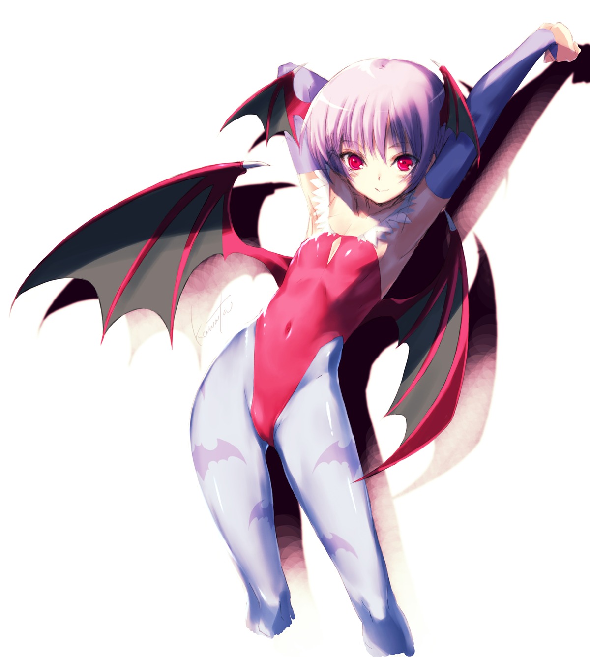 aburaya dark_stalkers kawata_hisashi leotard lilith_aensland pantyhose wings