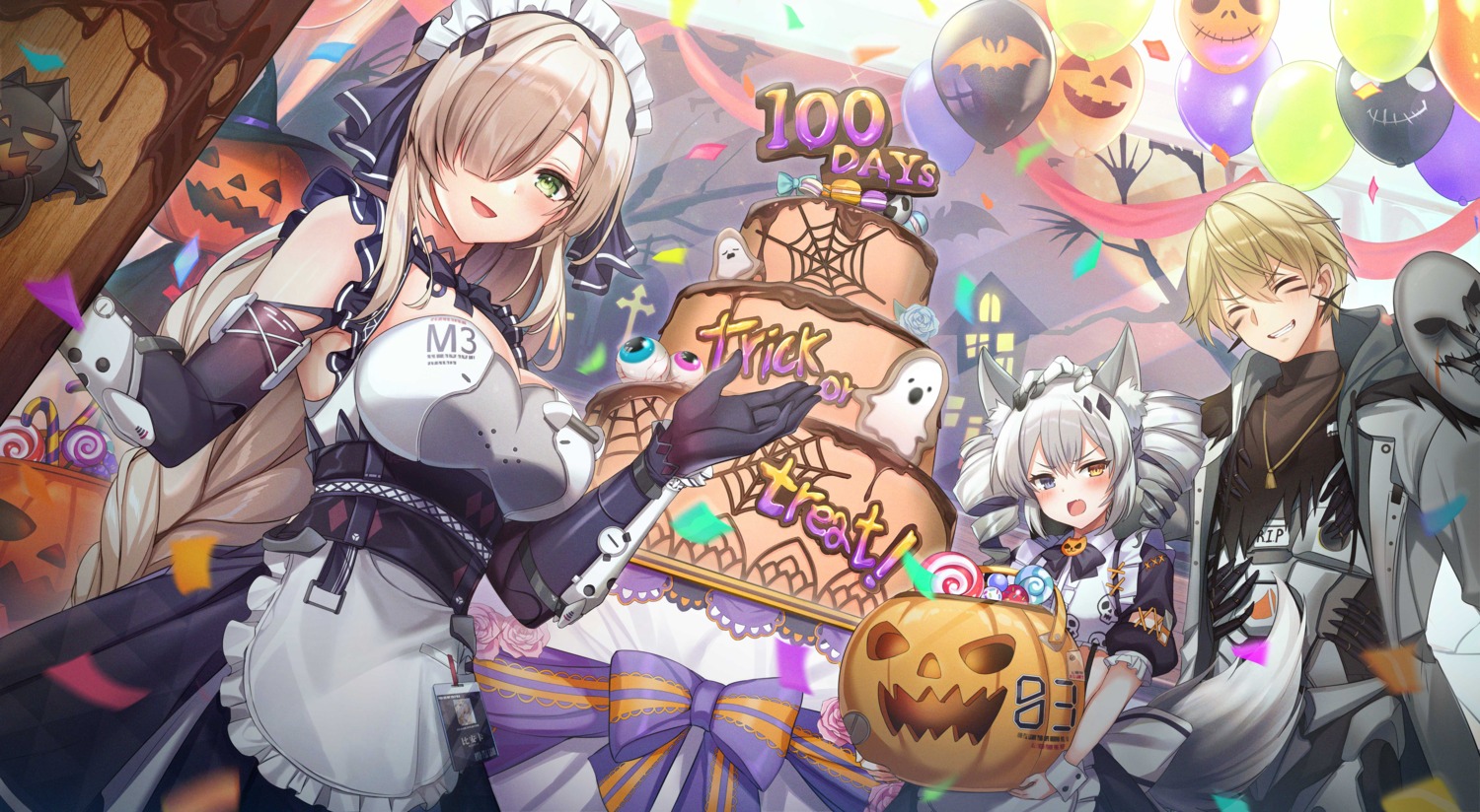 animal_ears bianca_(punishing:_gray_raven) halloween heterochromia karenina_(punishing:_gray_raven) kaumi_(punishing:_gray_raven) maett maid punishing:_gray_raven