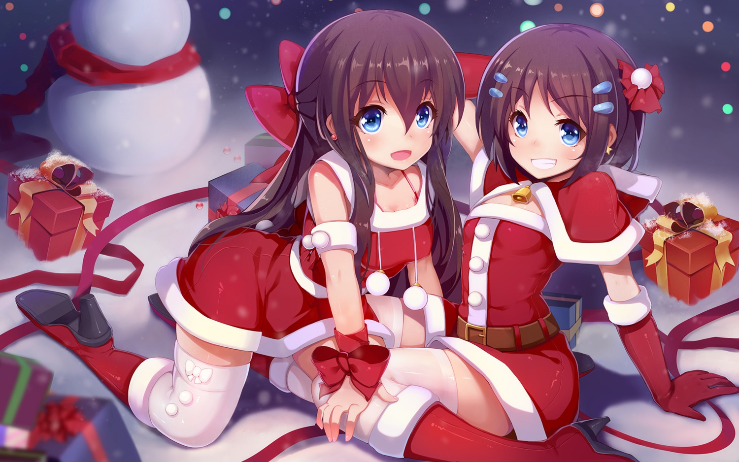 christmas cleavage dress heels nerv110 thighhighs