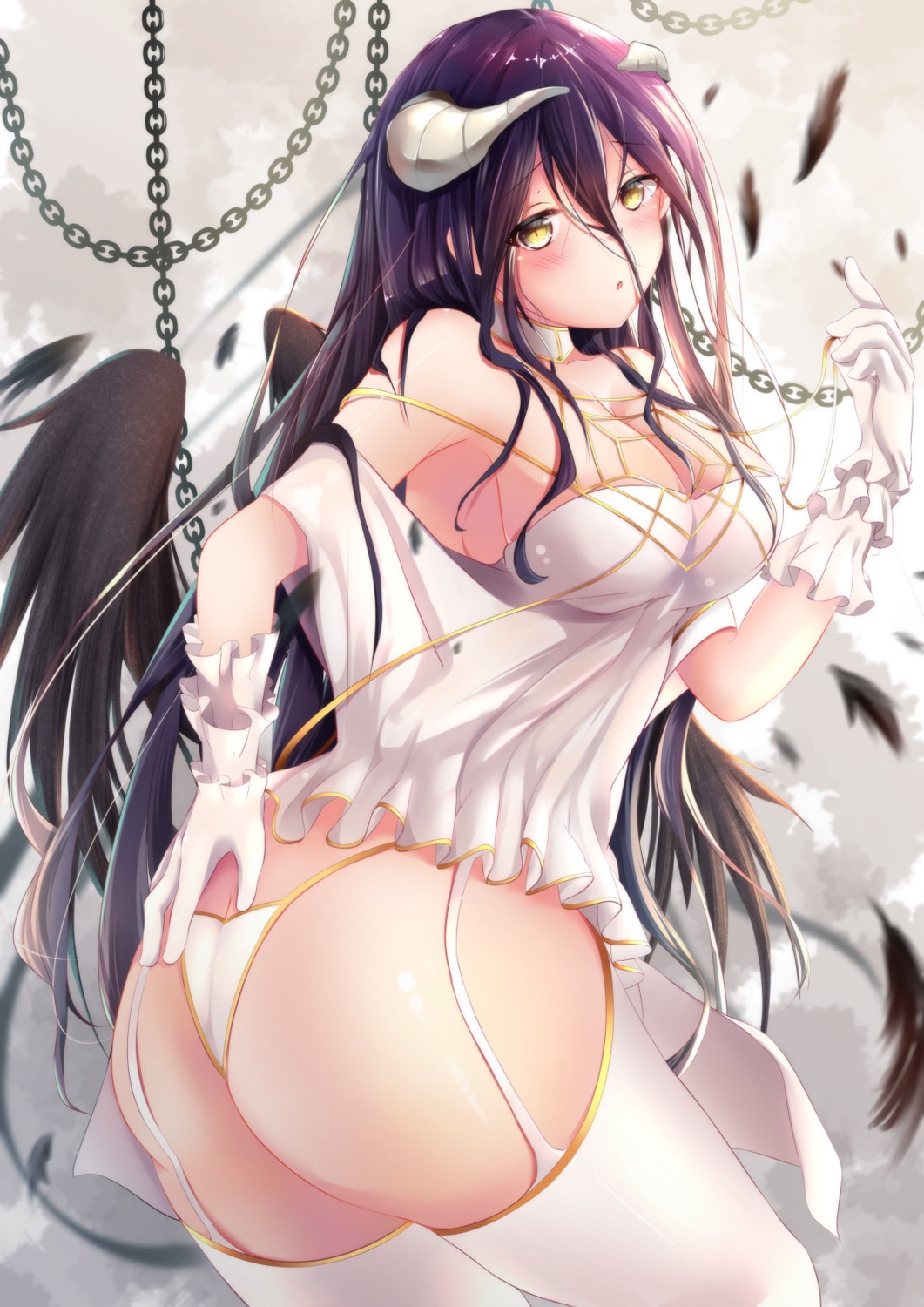 albedo_(overlord) ass cleavage horns nue_(pixiv) overlord pantsu stockings thighhighs thong wings