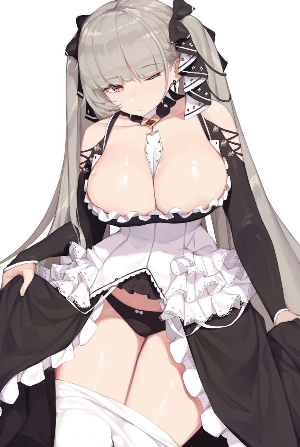 azur_lane ce-_-3 formidable_(azur_lane) gothic_lolita lolita_fashion no_bra pantsu pantyhose skirt_lift